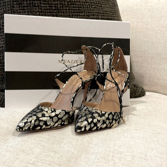 Aquazzura Very Matilda Pump Cheetah Metal Jacquard/Suede - Picture 1 of 6